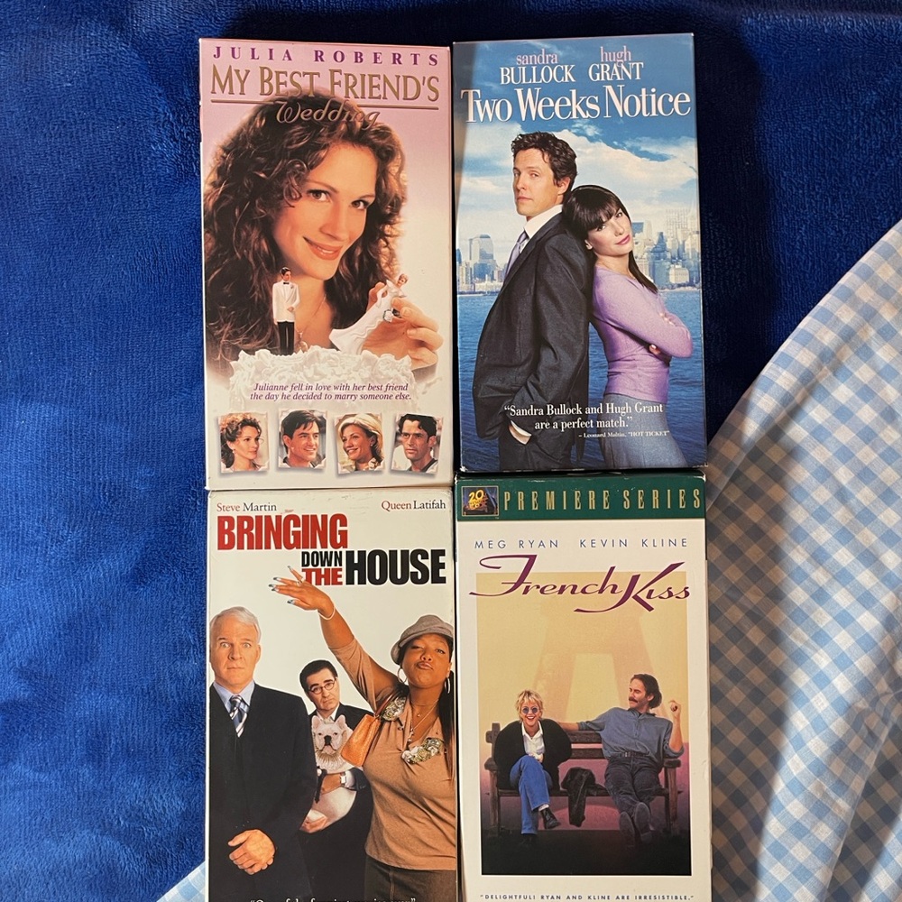 Lot of 4 Romantic Comedy VHS movies - 90s + 2000s Classic Movie Collection Set